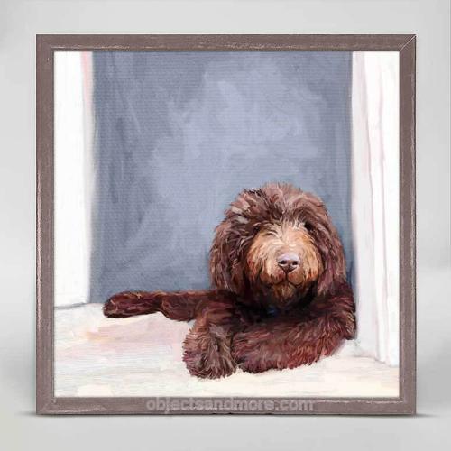 Best Friend - Chocolate Doodle Mini Framed Canvas by CATHY WALTERS